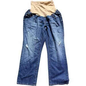Womens Motherhood Maternity Get Used by Lexi Distressed Cropped Jeans - Sz 1X
